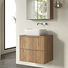 Milan Fluted Autumn Oak 600mm Wall Hung 2-Drawer Countertop Vanity Unit
