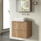 Milan Fluted Autumn Oak 600mm Wall Hung 2-Drawer Countertop Vanity Unit