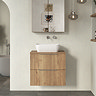Milan Fluted Autumn Oak 600mm Wall Hung 2-Drawer Countertop Vanity Unit