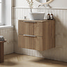Milan Fluted Autumn Oak 600mm Wall Hung 2-Drawer Countertop Vanity Unit