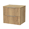 Milan Fluted Autumn Oak 600mm Wall Hung 2-Drawer Countertop Vanity Unit