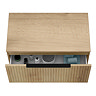 Milan Fluted Autumn Oak 800mm Wall Hung 1-Drawer Countertop Vanity Unit with Matt Black Handle
