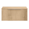 Milan Fluted Autumn Oak 800mm Wall Hung 1-Drawer Countertop Vanity Unit with Chrome Handle