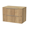 Milan Fluted Autumn Oak 800mm Wall Hung 2-Drawer Countertop Vanity Unit