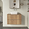 Milan Fluted Autumn Oak 800mm Wall Hung 2-Drawer Countertop Vanity Unit