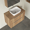 Milan Fluted Autumn Oak 800mm Wall Hung 2-Drawer Countertop Vanity Unit