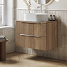 Milan Fluted Autumn Oak 800mm Wall Hung 2-Drawer Countertop Vanity Unit