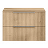 Milan Fluted Autumn Oak 800mm Wall Hung 2-Drawer Countertop Vanity Unit