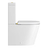 Milan Fluted Autumn Oak & Brushed Brass Bathroom Suite with Bath Panels - Floor Standing Vanity
