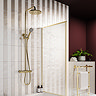 Milan Fluted Autumn Oak & Brushed Brass Bathroom Suite with Bath Panels - Floor Standing Vanity
