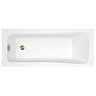 Milan Fluted Autumn Oak & Brushed Brass Bathroom Suite with Bath Panels - Floor Standing Vanity