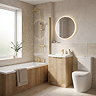 Milan Fluted Autumn Oak & Brushed Brass Bathroom Suite with Bath Panels - Floor Standing Vanity