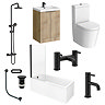 Milan Fluted Autumn Oak & Matt Black Complete Bathroom Suite