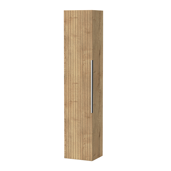 Milan Fluted Autumn Oak Wall Hung Tall Storage Unit