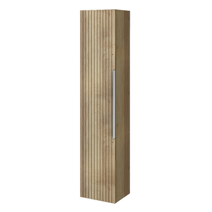 Milan Fluted Autumn Oak Wall Hung Tall Storage Unit