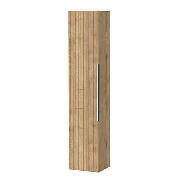 Milan Fluted Autumn Oak Wall Hung Tall Storage Unit