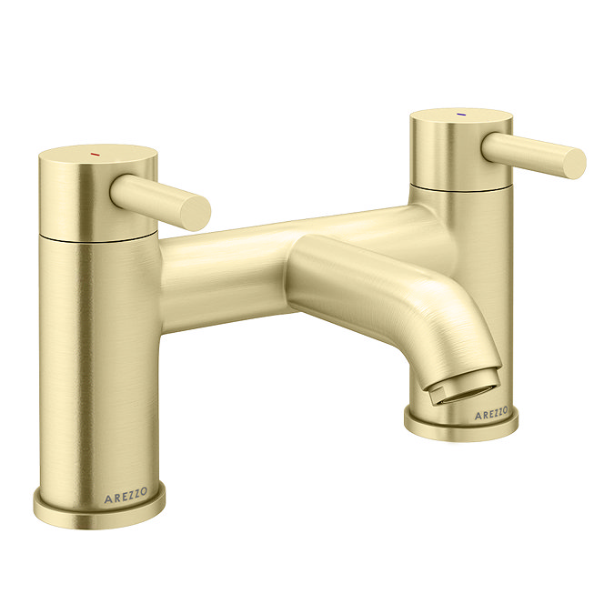 Milan Fluted Brass & Autumn Oak Bathroom Suite with Bath Panels