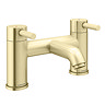 Milan Fluted Brass & Autumn Oak Bathroom Suite with Bath Panels