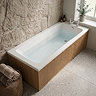 Milan Fluted Brass & Autumn Oak Bathroom Suite with Bath Panels