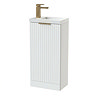 Milan Fluted Compact 400mm Matt White Floor Standing Vanity Unit with Brushed Brass Handle