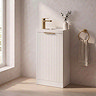 Milan Fluted Compact 400mm Matt White Floor Standing Vanity Unit with Brushed Brass Handle