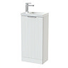 Milan Fluted Compact 400mm Matt White Floor Standing Vanity Unit with Chrome Handle
