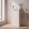 Milan Fluted Compact 400mm Matt White Floor Standing Vanity Unit with Chrome Handle