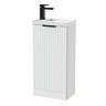 Milan Fluted Compact 400mm Matt White Floor Standing Vanity Unit with Matt Black Handle