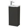 Milan Fluted Compact 400mm Soft Black Floor Standing Vanity Unit with with Chrome Handle