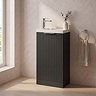 Milan Fluted Compact 400mm Soft Black Floor Standing Vanity Unit with with Chrome Handle