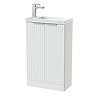 Milan Fluted Compact 500mm Matt White Floor Standing Vanity Unit with Chrome Handles