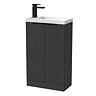 Milan Fluted Compact 500mm Soft Black Floor Standing Vanity Unit with Matt Black Handles