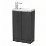 Milan Fluted Compact 500mm Soft Black Floor Standing Vanity Unit with with Chrome Handles