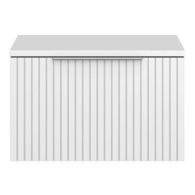Milan Fluted Matt White 600mm Wall Hung 1-Drawer Countertop Vanity Unit with Chrome Handle
