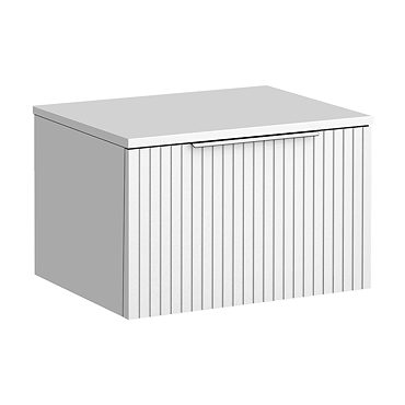 Milan Fluted Matt White 600mm Wall Hung 1-Drawer Countertop Vanity Unit with Chrome Handle