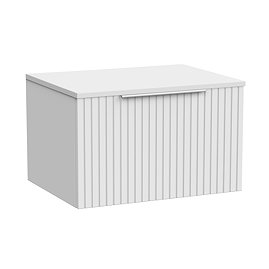 Milan Fluted Matt White 600mm Wall Hung 1-Drawer Countertop Vanity Unit with Chrome Handle