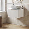 Milan Fluted Matt White 600mm Wall Hung 2-Drawer Countertop Vanity Unit