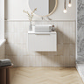 Milan Fluted Matt White 600mm Wall Hung 2-Drawer Countertop Vanity Unit