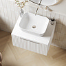Milan Fluted Matt White 600mm Wall Hung 2-Drawer Countertop Vanity Unit