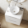 Milan Fluted Matt White 600mm Wall Hung 2-Drawer Countertop Vanity Unit