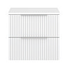 Milan Fluted Matt White 600mm Wall Hung 2-Drawer Countertop Vanity Unit