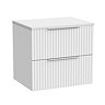 Milan Fluted Matt White 600mm Wall Hung 2-Drawer Countertop Vanity Unit