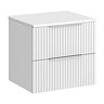Milan Fluted Matt White 600mm Wall Hung 2-Drawer Countertop Vanity Unit