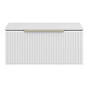 Milan Fluted Matt White 800mm Wall Hung 1-Drawer Countertop Vanity Unit with Brushed Brass Handle
