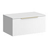 Milan Fluted Matt White 800mm Wall Hung 1-Drawer Countertop Vanity Unit with Brushed Brass Handle