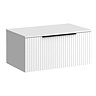 Milan Fluted Matt White 800mm Wall Hung 1-Drawer Countertop Vanity Unit with Matt Black Handle