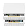 Milan Fluted Matt White 800mm Wall Hung 2-Drawer Countertop Vanity Unit with Brushed Brass Handles