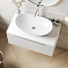 Milan Fluted Matt White 800mm Wall Hung 1-Drawer Countertop Vanity Unit with Chrome Handle
