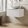 Milan Fluted Matt White 800mm Wall Hung 1-Drawer Countertop Vanity Unit with Chrome Handle