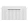 Milan Fluted Matt White 800mm Wall Hung 1-Drawer Countertop Vanity Unit with Chrome Handle